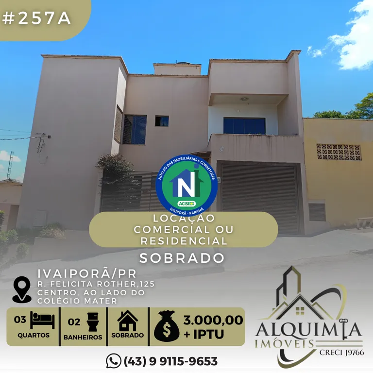Sobrado para alugar no Centro