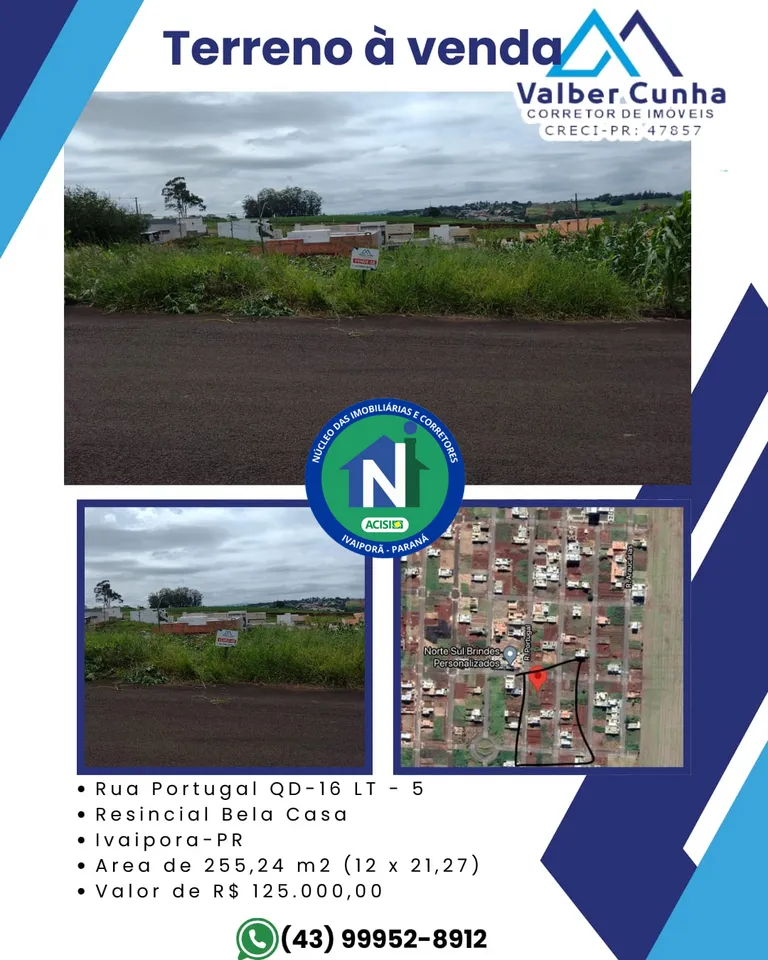 Terreno/Lote à Venda com 255m² a partir de R$ 125.000 rua portugal, 963 - Bela Casa, Ivaiporã-PR